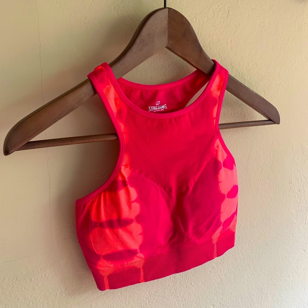Spalding-Neon Pink Cropped Sports Bra